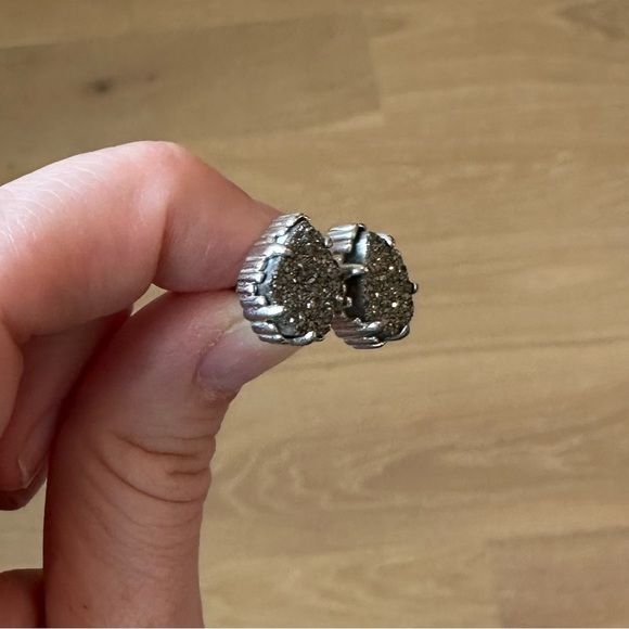 Kendra Scott Tessa Drusy Earrings Platinum Silver Stud Earrings Jewel Small Nice - Picture 3 of 11